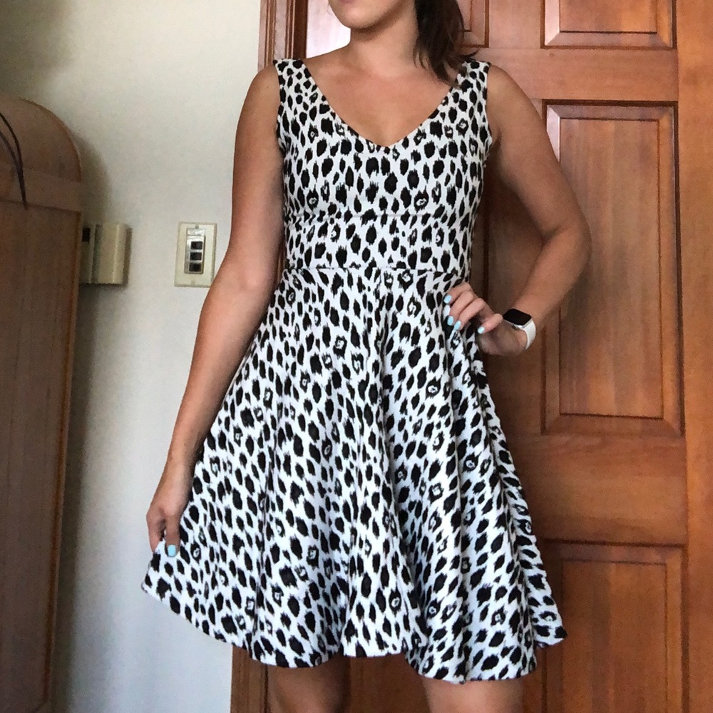 ALBERTO MAKALI B&W Cheetah Print Dress